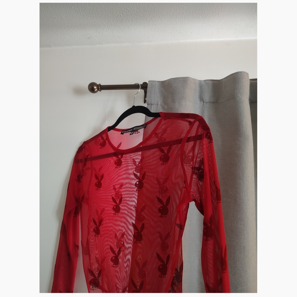 Playboy x Missguided Red Mesh Bodysuit
